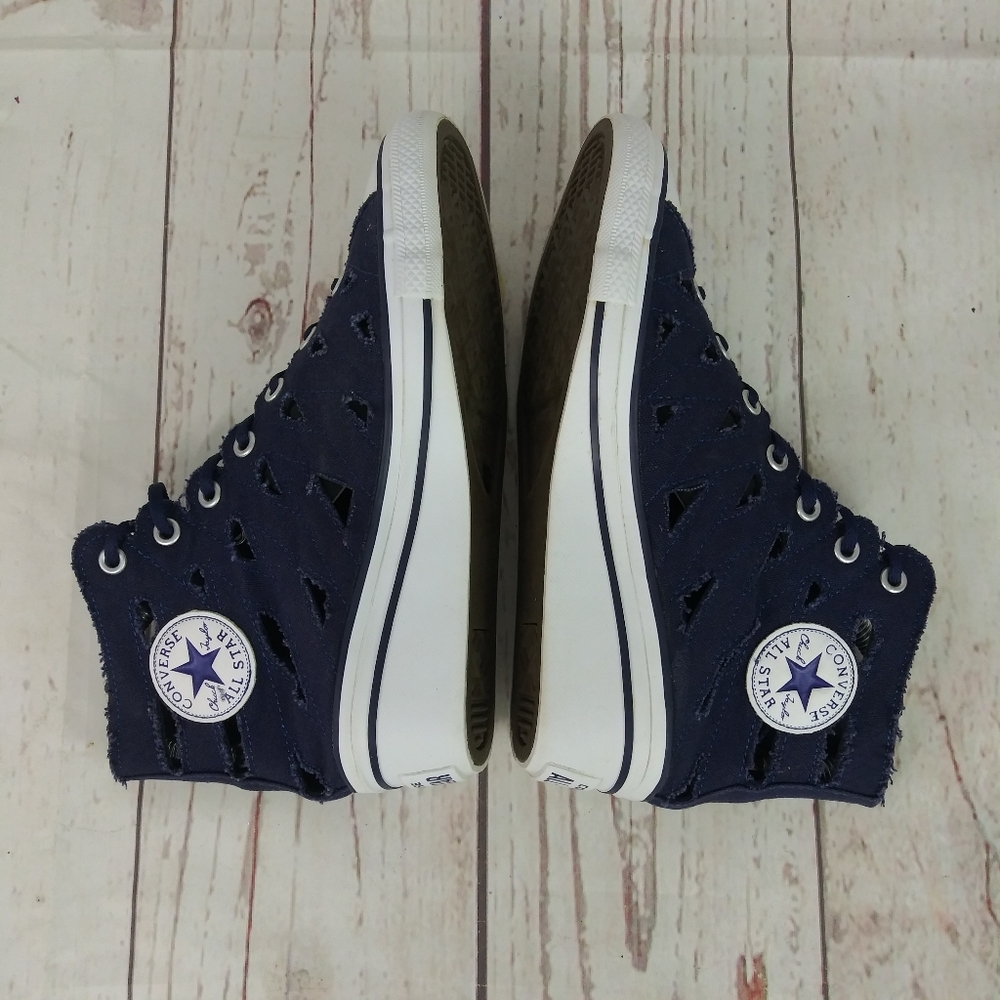 Converse CT All Star Hi-Ness Cut Out Wedge Shoes Blue Sneakers Women's Size 6 - Picture 5 of 10